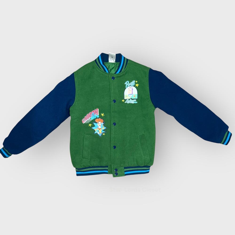 Disney Boys 9/10 Toy Story 4 Varsity Jacket Green Woody Buzz Lightyear Graphic